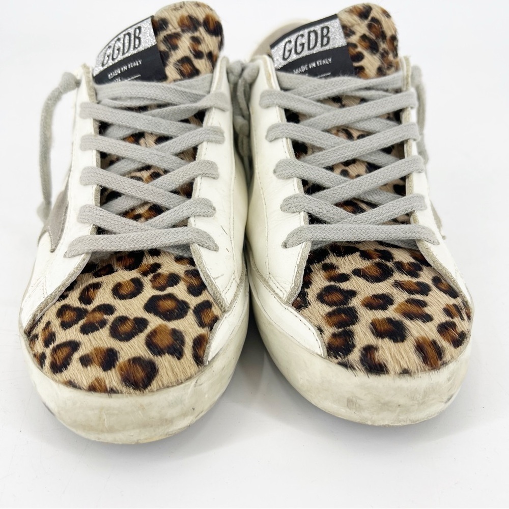 Golden Goose Super Star Leopard Calf Hair Low Top Sneakers 39 - Picture 4 of 14